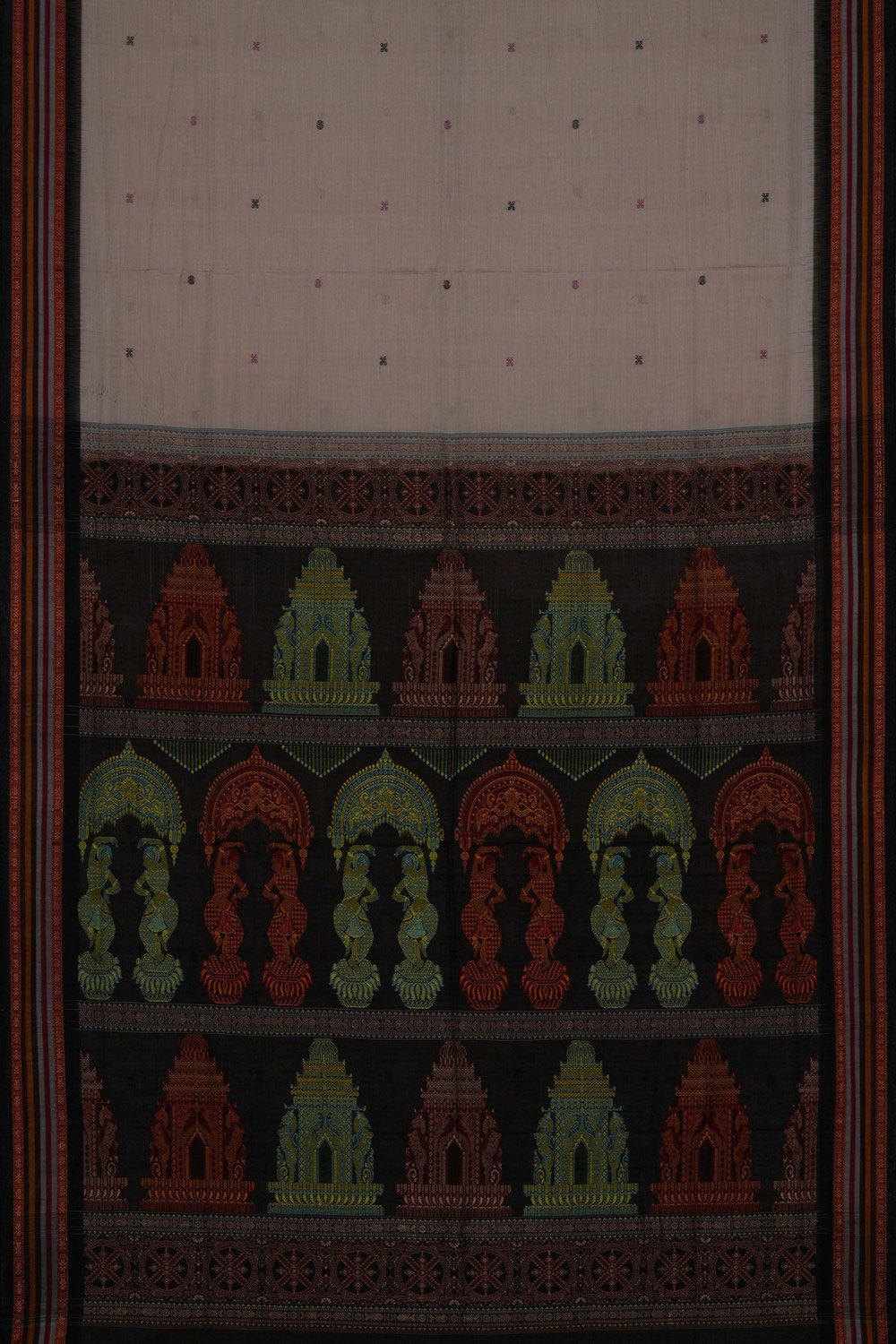 Image of Sambalpuri Cotton Off White Saree
